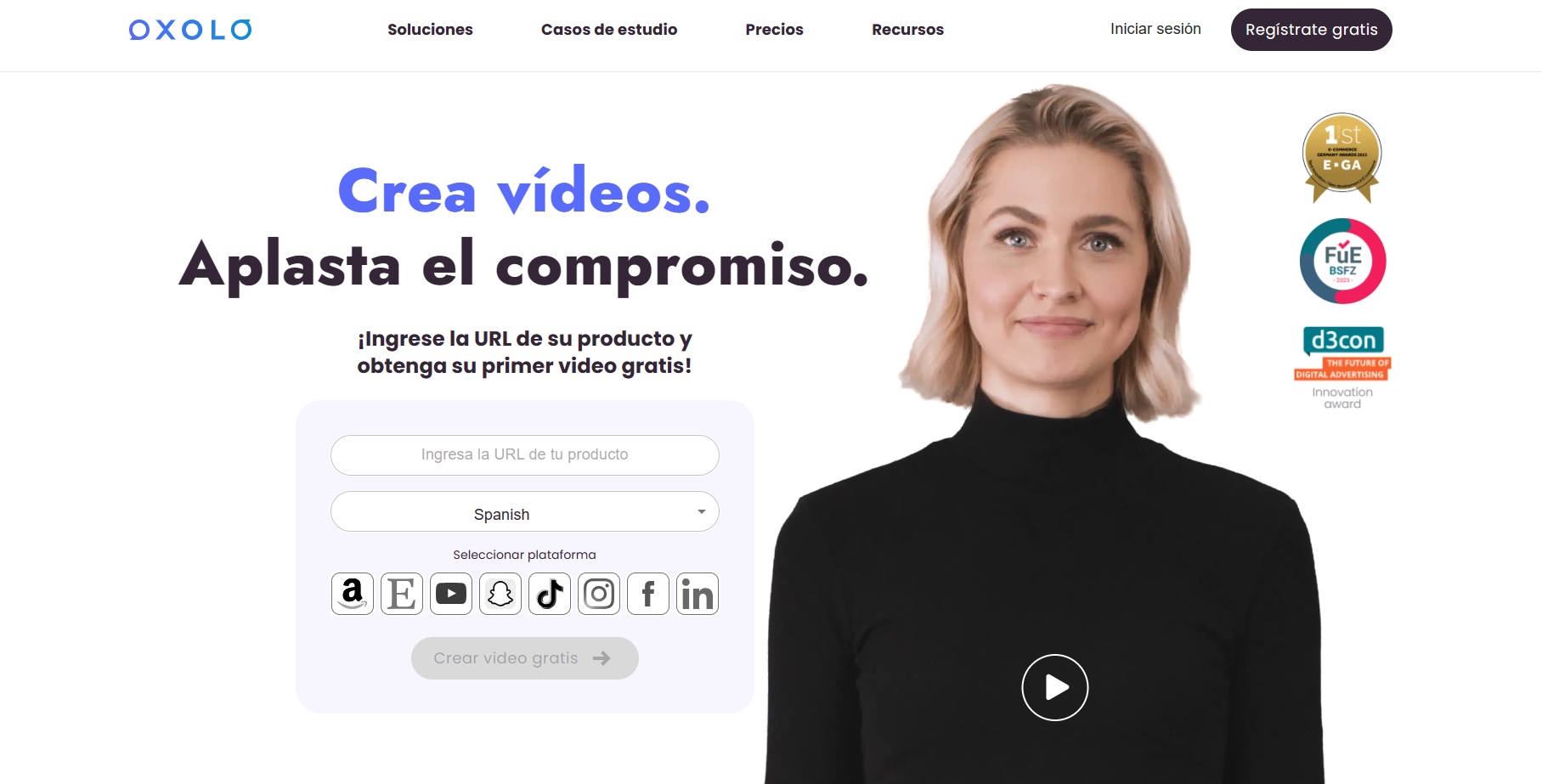 Oxolo para crear videos IA de productos basados en la URL